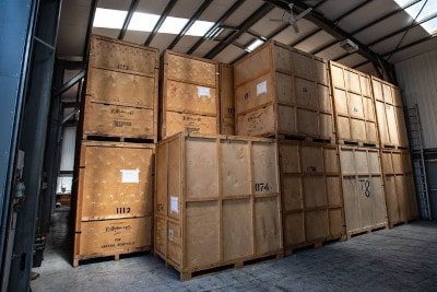 warehouse with storage containers