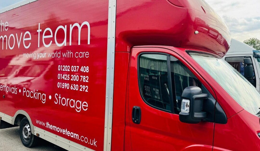the move team removals van parked in Bournemouth during a house move