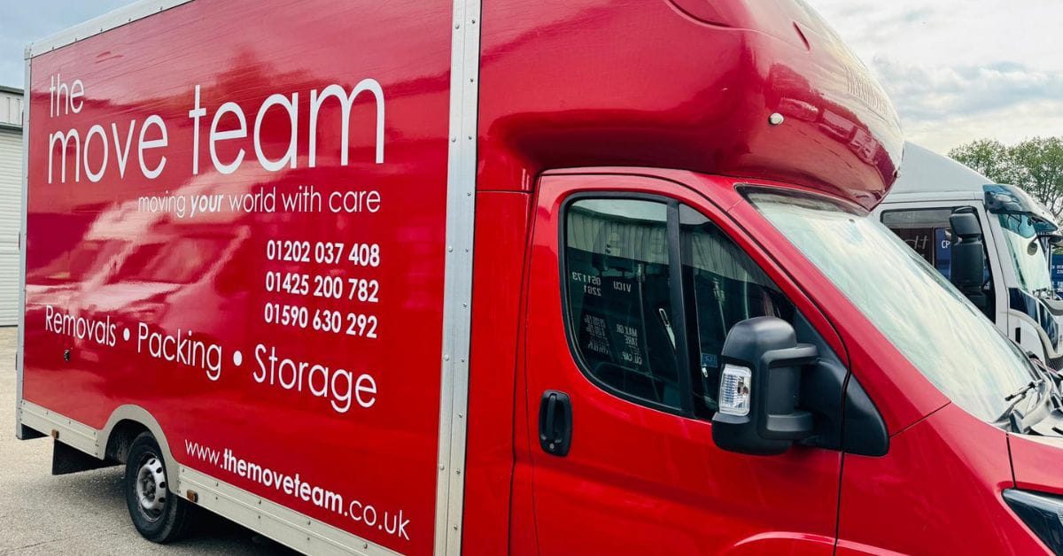 the move team removals van parked in Bournemouth during a house move