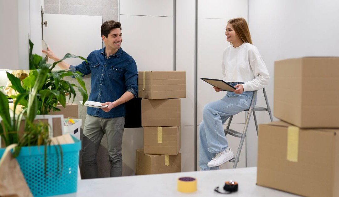 Professional commercial removals team carefully handling office furniture during a seamless business relocation in Bournemouth.
